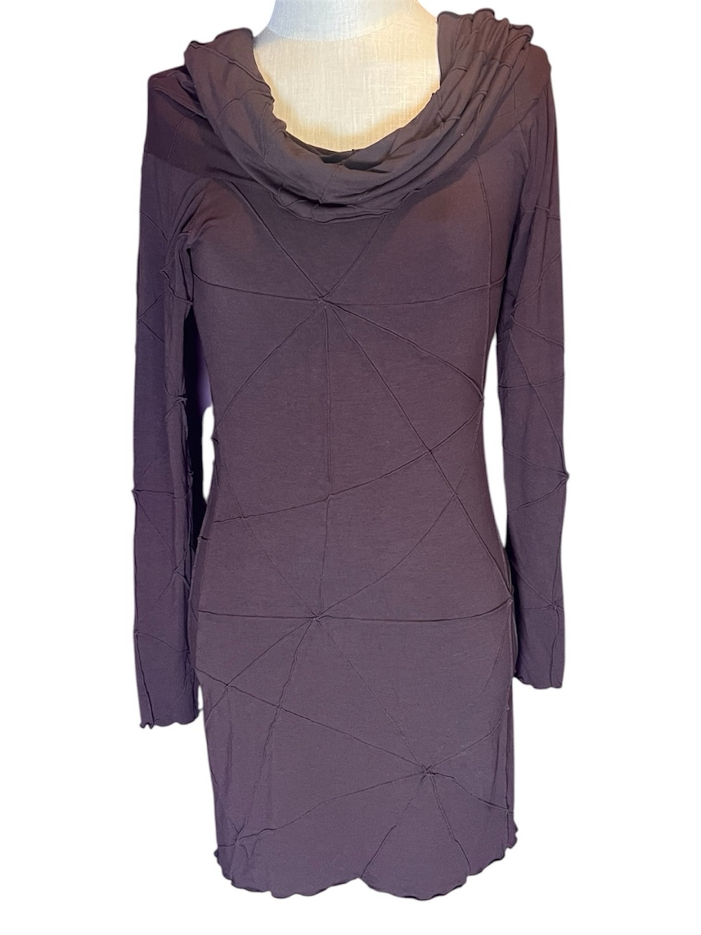 🤎Caraucci Long Sleeve Cowl Neck Tunic Dress in Brown • Plant-based Rayon